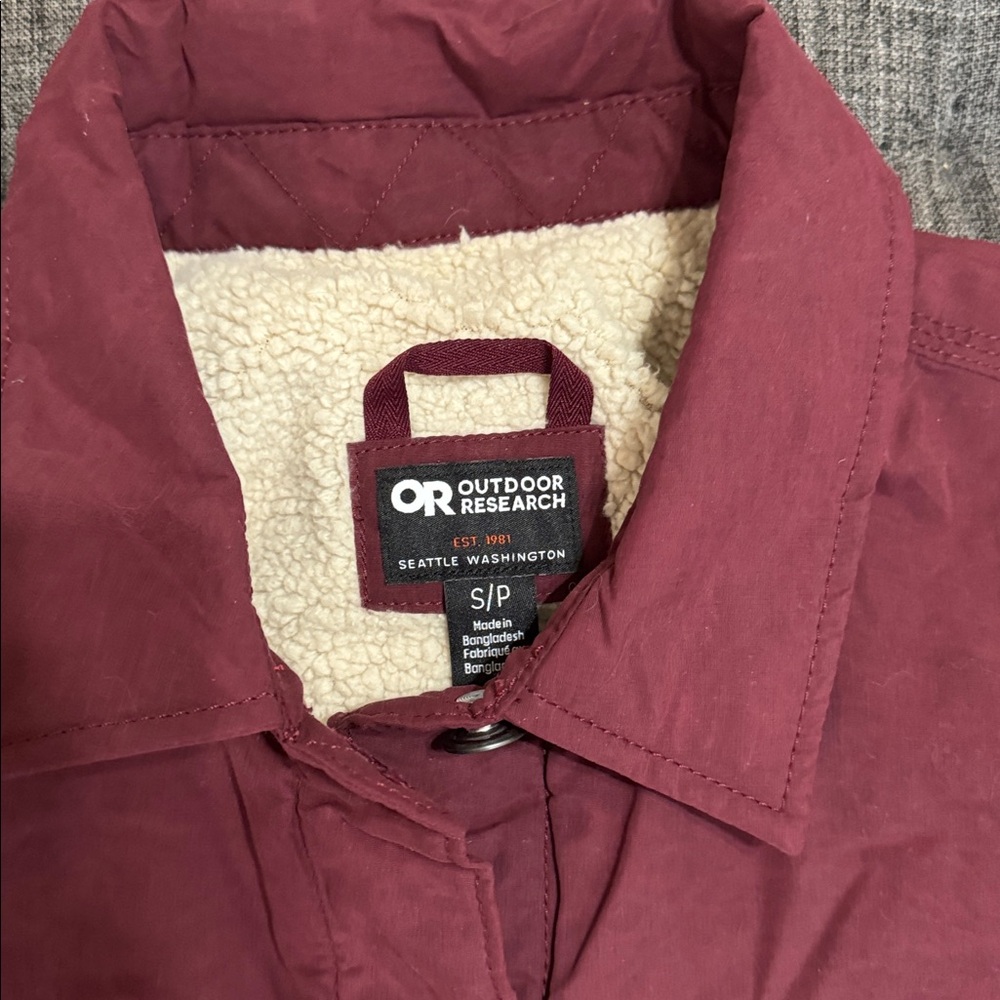 Outdoor Research Lined Chore Jacket Burgundy Sherpa Lined Utility Coat Small - Picture 3 of 10